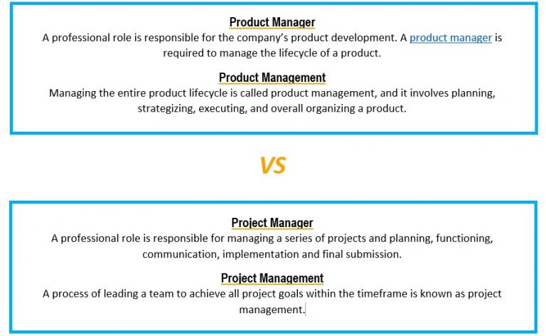 Product Manager Vs Project Manager ; 5 Main Differences - Blogs ...